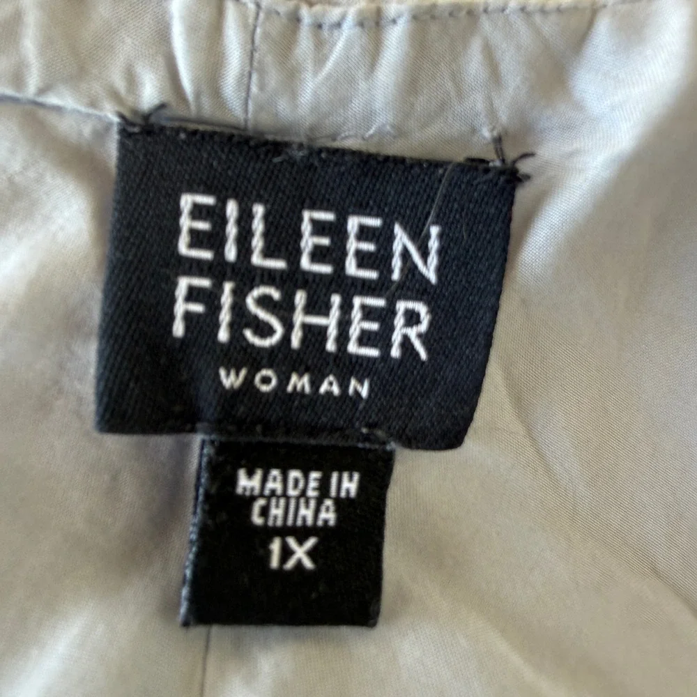 Eileen Fisher 100% Silk Midi Skirt Women 1X Light Blue Grey A-Line Elastic Waist